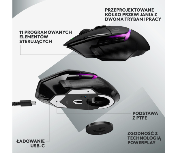 Logitech G502 X PLUS czarna - 1066485 - zdjęcie 7